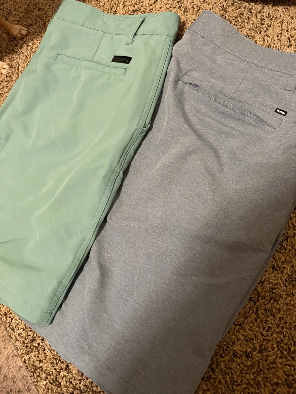 Hurley Two-Pair Mens Shorts in Blue and Mint. Both size 38 with 9 inch inseam
